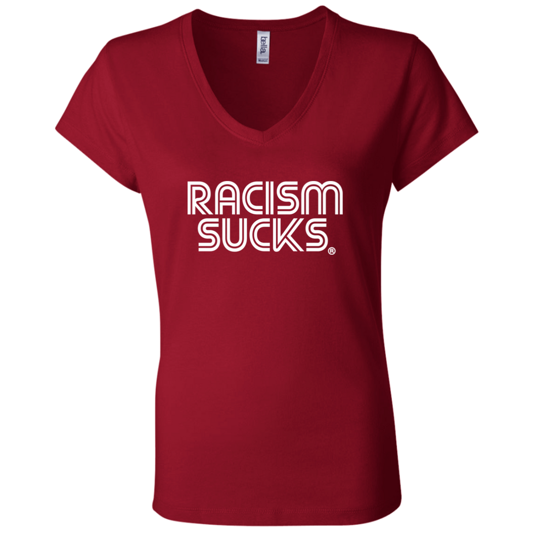 Racism Sucks Ladies' Jersey V-Neck T-Shirt - Choose a color