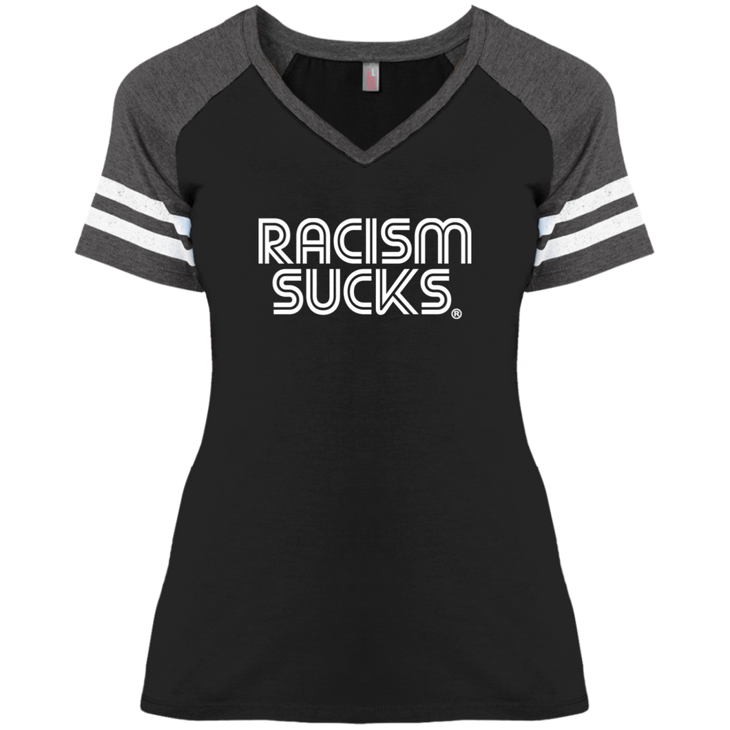 Racism Sucks Ladies' Game Day V-Neck T-Shirt