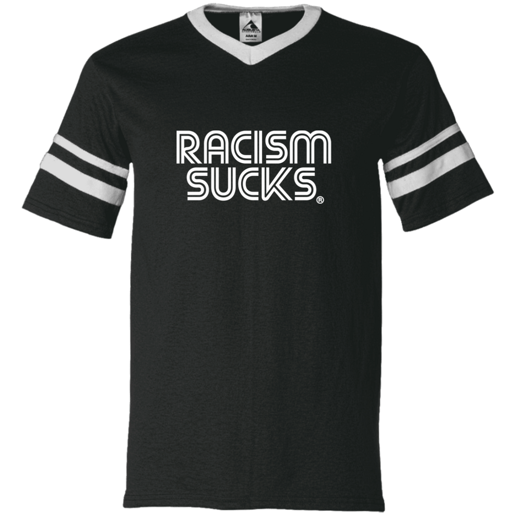 Racism Sucks Men's V-Neck Sleeve Stripe Jersey